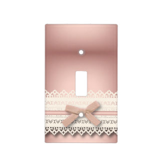 cute girly chic white lace dusty rose pink bow light switch cover