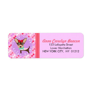 Cute Girly Chihuahua Pink & Purple Pattern Label