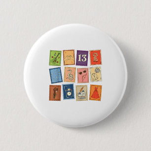 Cute Girly Christmas Pajama Music Album Stamp Aest Button