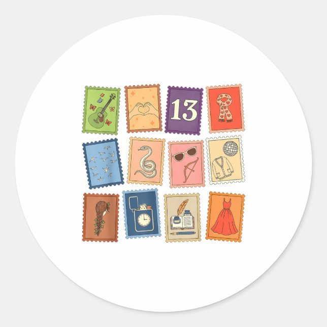 Cute Girly Christmas Pajama Music Album Stamp Aest Classic Round Sticker (Front)