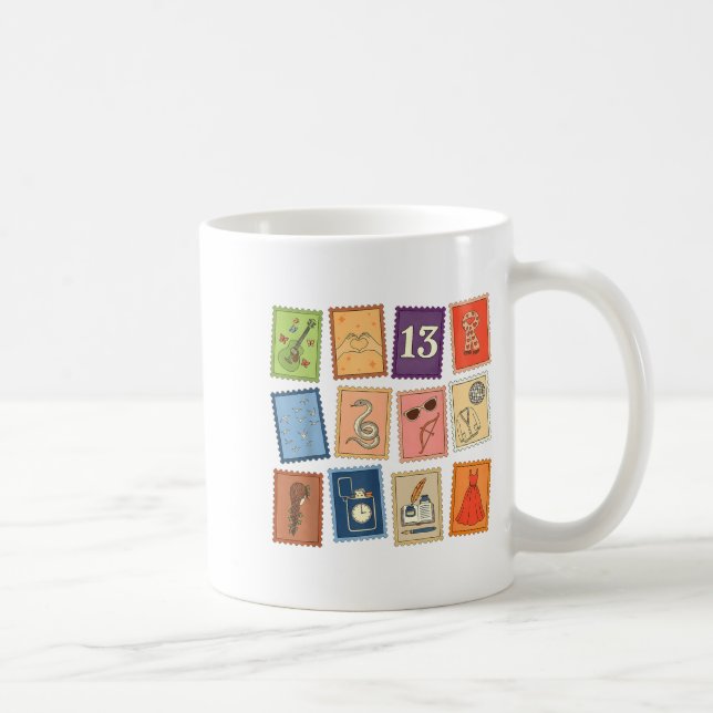 Cute Girly Christmas Pajama Music Album Stamp Aest Coffee Mug (Right)
