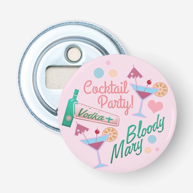 Cute Girly Cocktail Party Collage Bottle Opener (Front)