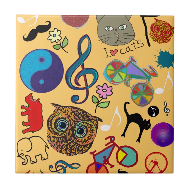 cute girly color pattern ceramic tile (Front)