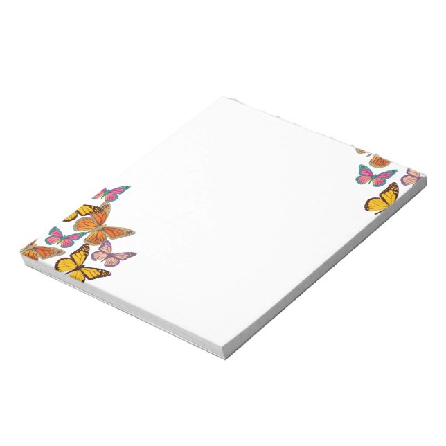 Cute Girly Colorful Butterflies Notepad (Rotated)