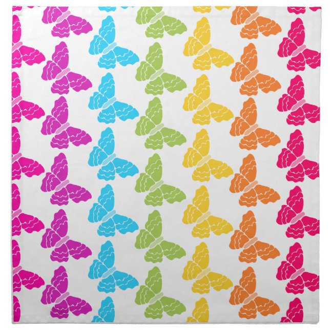 Cute Girly Colorful Rainbow Butterfly Pattern  Cloth Napkin (Front)