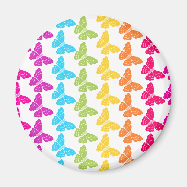 Cute Girly Colorful Rainbow Butterfly Pattern  Magnet (Front)
