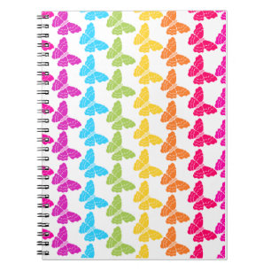 Cute Girly Colorful Rainbow Butterfly Pattern  Notebook