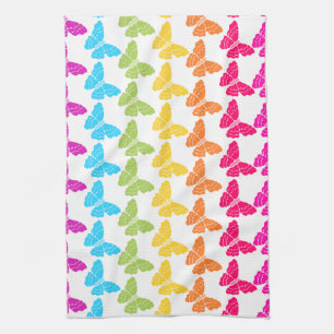 Cute Girly Colorful Rainbow Butterfly Pattern Towel