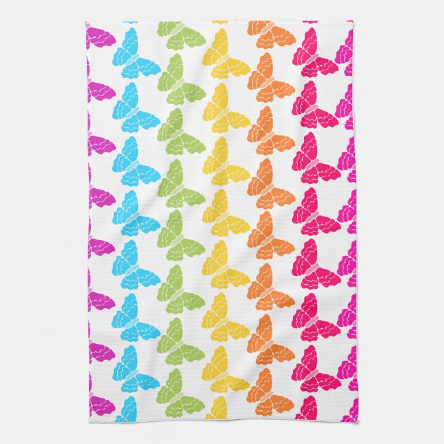 Cute Girly Colorful Rainbow Butterfly Pattern  Towel (Vertical)
