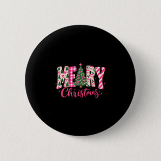 Cute girly coquette pink christmas tree for kids button