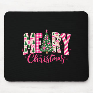 Cute girly coquette pink christmas tree for kids mouse pad
