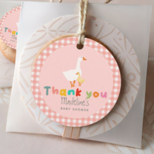 Cute Girly Coquette Pink Silly Goose Baby Shower Favor Tags