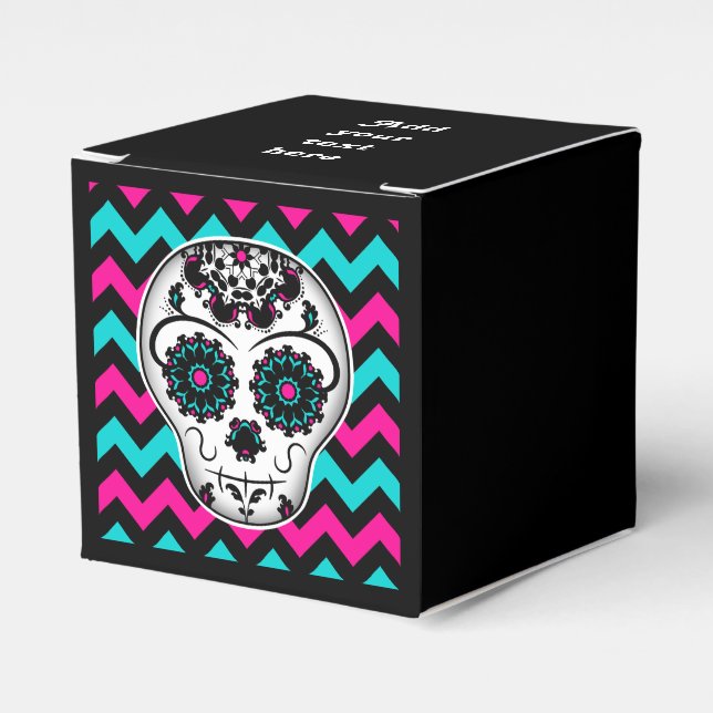 Cute girly day of the dead sugar skull favor favor boxes (Front Side)