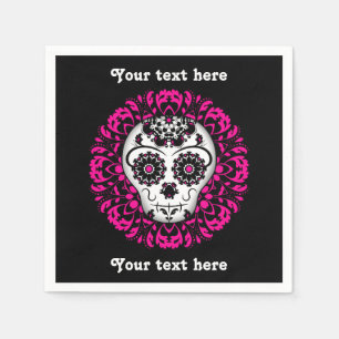 Cute girly day of the dead sugar skull personalize paper napkins