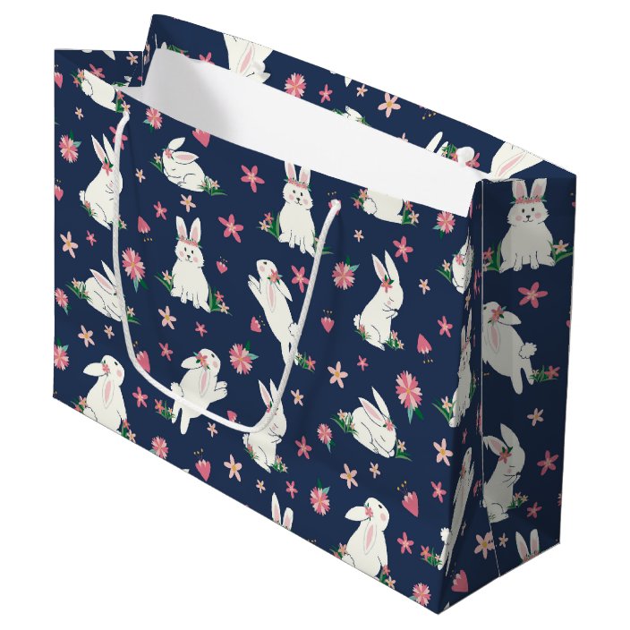 cute girly easter bunny rabbit modern blue pink large gift bag zazzle com