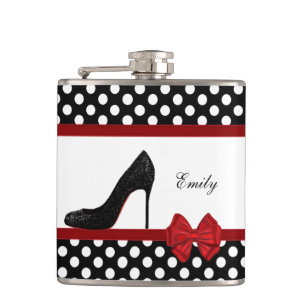 Cute girly elegant chic  high heel polka dots flask