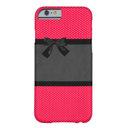 Cute Girly Elegant Red Polka Dots -Black Bow Barely There iPhone 6 Case