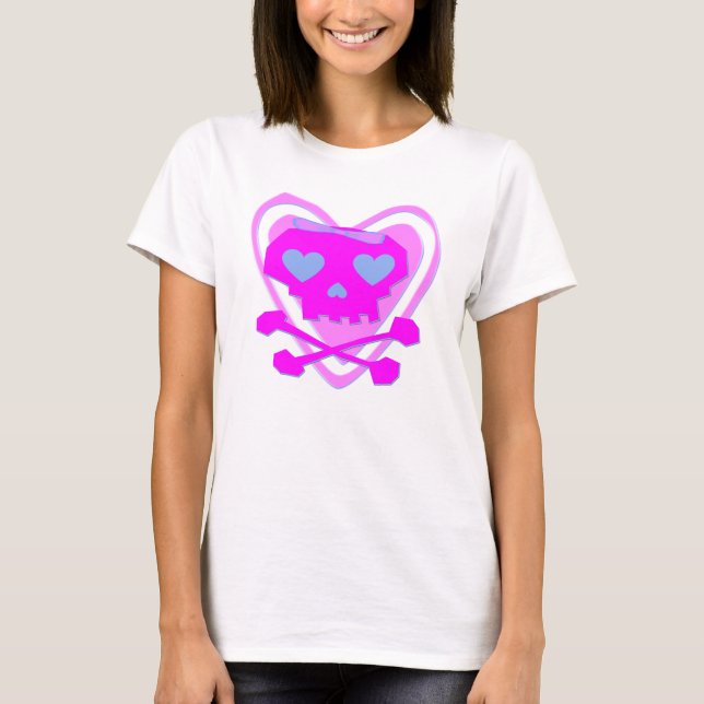 CUTE & GIRLY EMO SKULL & CROSSBONES T-Shirt (Front)