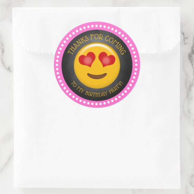 Cute Girly Emoji Birthday Thank You Classic Round Sticker (Bag)
