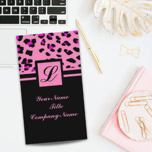 Cute Girly fashionista hot pink leopard print Business Card