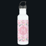 Cute Girly Flamingo and Bikini Pink Monogram Stainless Steel Water Bottle<br><div class="desc">Cute pink and girly personalised water bottle with flamingo and bikini pattern.</div>
