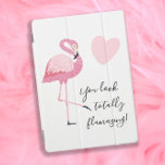 Cute Girly Flamingo Totally Flamazing Pink White iPad Pro Cover<br><div class="desc">Cute and girly pink flamingo iPad Pro cover with funny text,  "You look totally flamazing."</div>