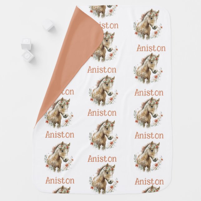 Cute Girly floral Horse  Baby Blanket (In Situ)