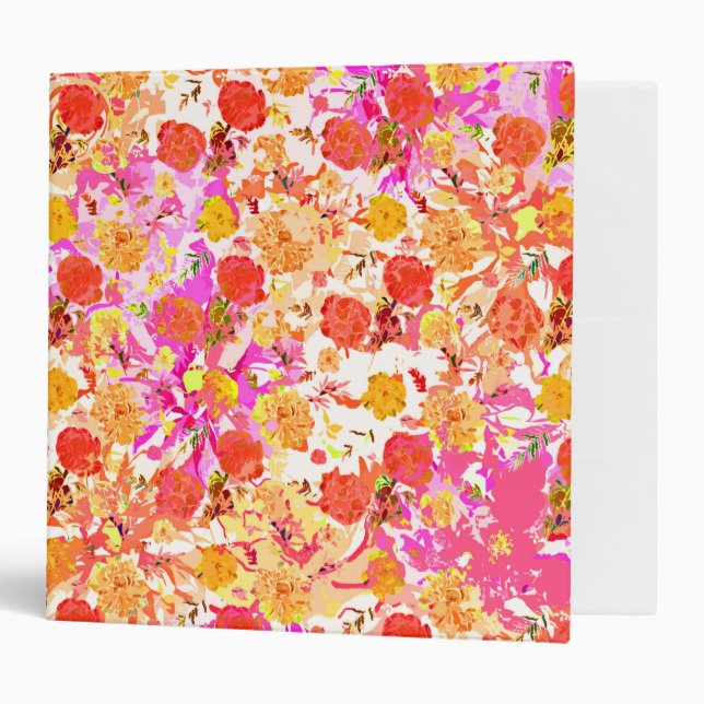 Cute girly flowers pattern 3 ring binder (Front/Inside)