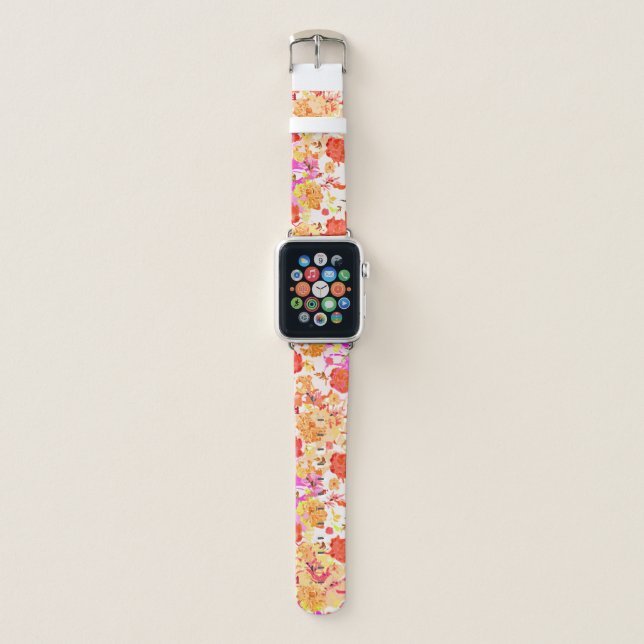 Cute girly flowers pattern apple watch band (Front)