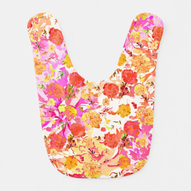 Cute girly flowers pattern bib (Front)