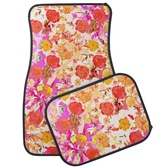 Cute girly flowers pattern car floor mat (Set)
