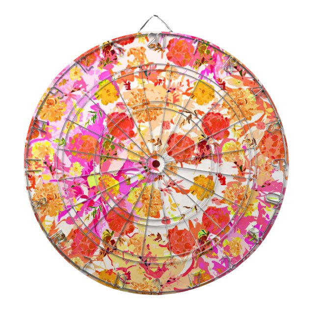 Cute girly flowers pattern dart board (Front)