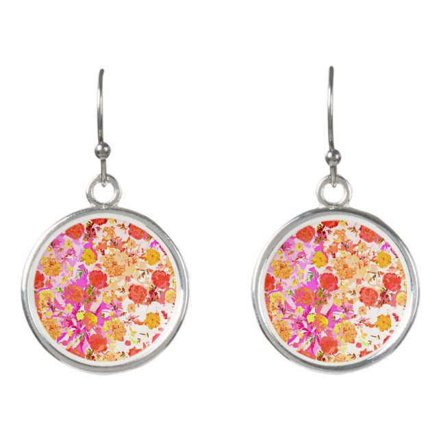 Cute girly flowers pattern earrings (Front)