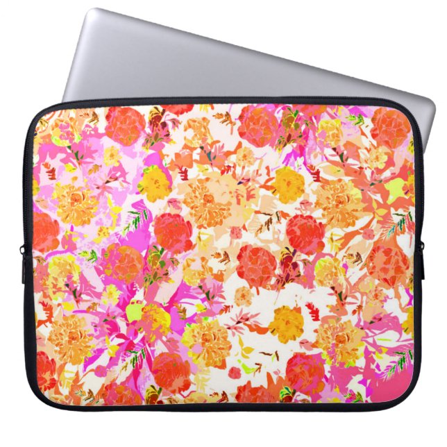 Cute girly flowers pattern laptop sleeve (Front)