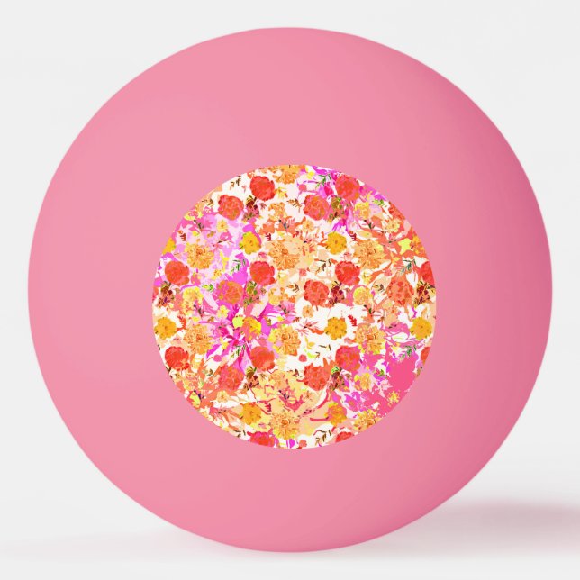Cute girly flowers pattern ping pong ball (Front)