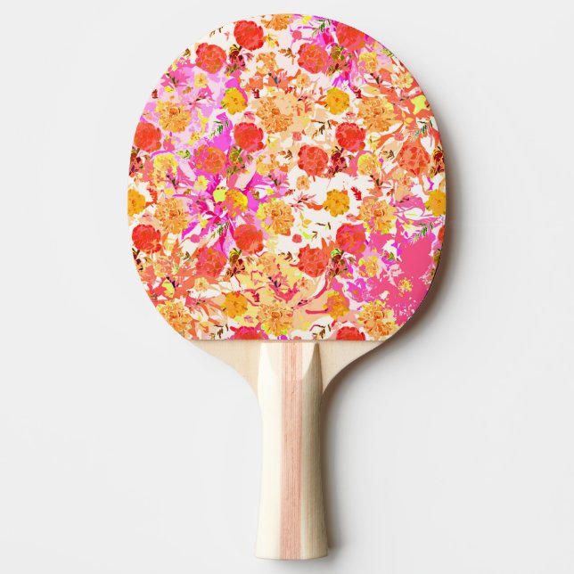 Cute girly flowers pattern ping pong paddle (Front)