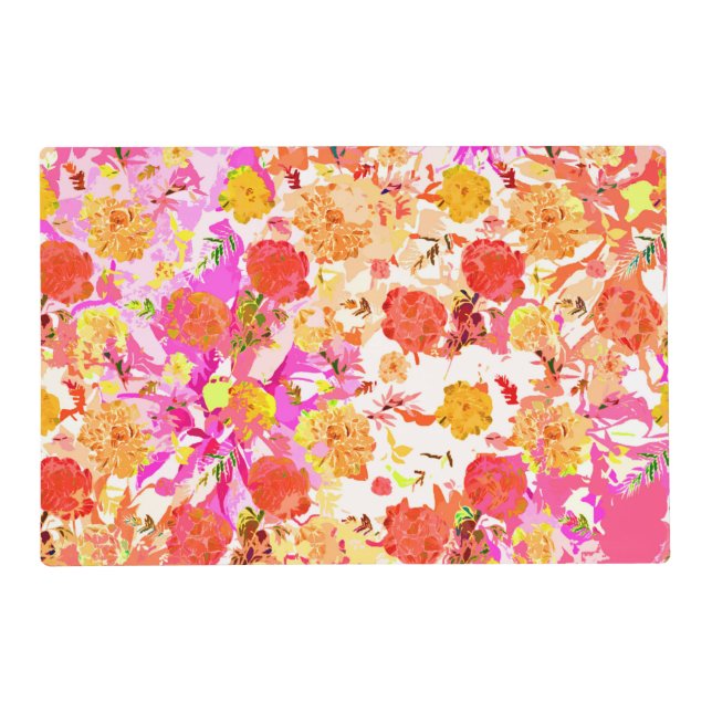 Cute girly flowers pattern placemat (Back)