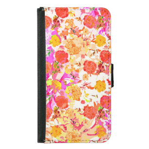 Cute girly flowers pattern samsung galaxy s5 wallet case