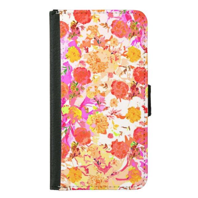 Cute girly flowers pattern samsung galaxy wallet case (Front)