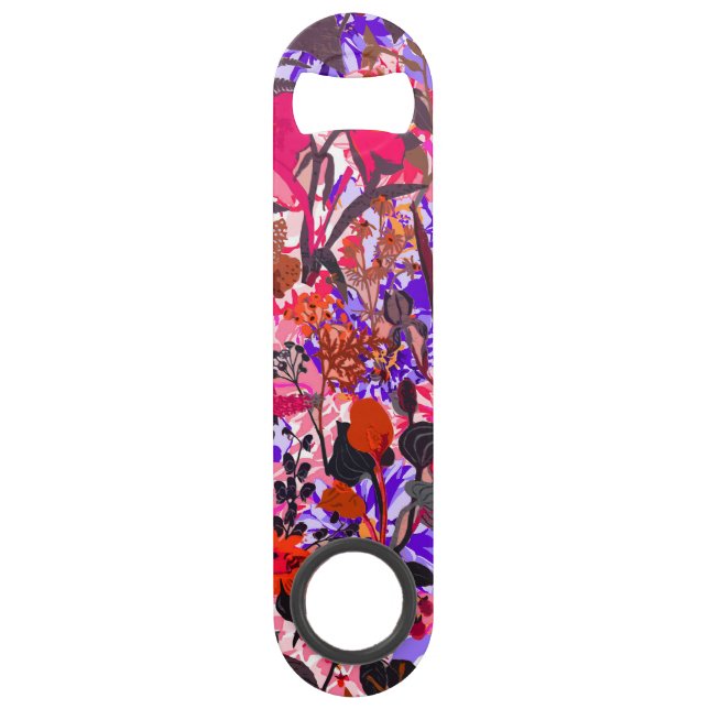 Cute girly flowers pattern speed bottle opener (Back)