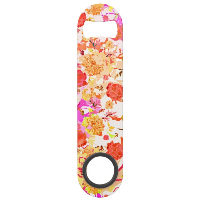 Cute girly flowers pattern speed bottle opener (Back)