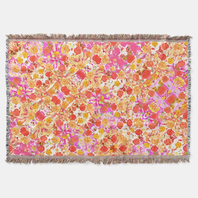 Cute girly flowers pattern throw blanket (Front)