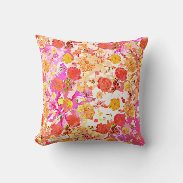 Cute girly flowers pattern throw pillow (Front)