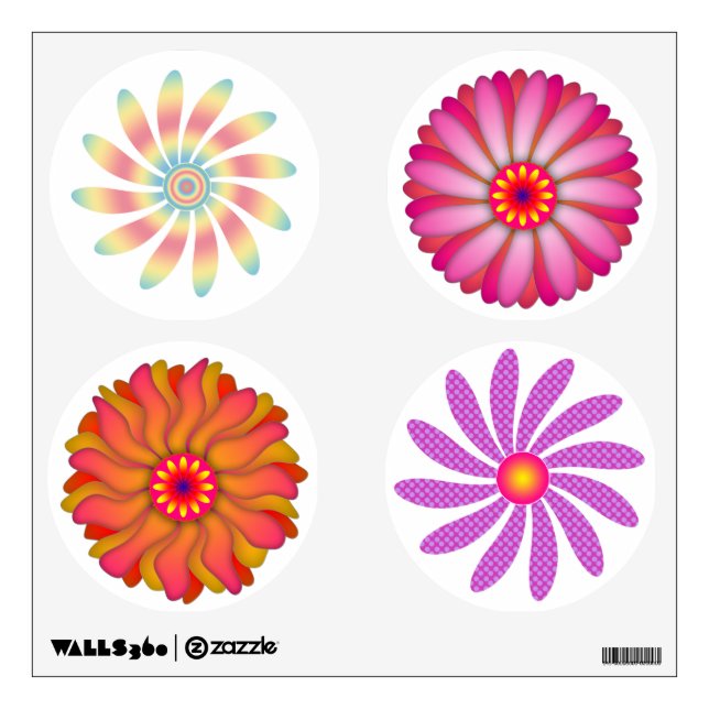 Cute Girly Flowers Wall Decals (Front)