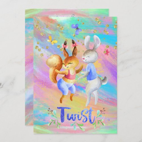 Cute Girly Forest Animals Ballroom Dancing   Invitation