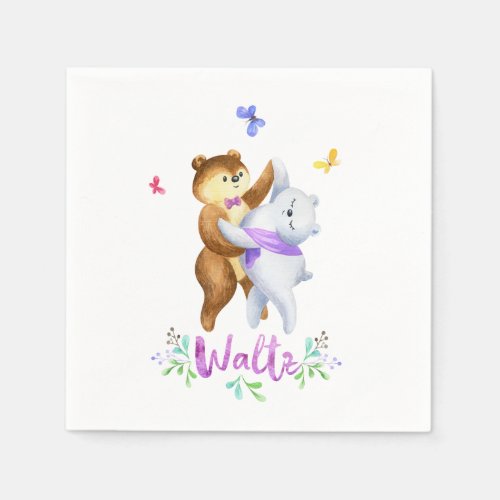 Cute Girly Forest Animals Ballroom Dancing   Napkins