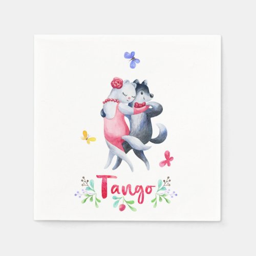 Cute Girly Forest Animals Ballroom Dancing   Napkins