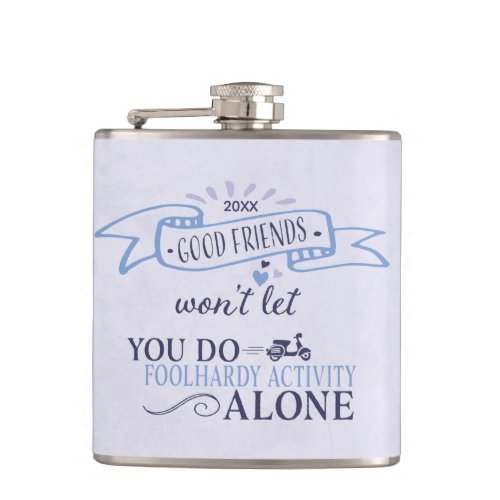 Cute Girly Friendship Heart Typography Quote Flask