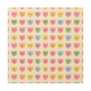 Cute girly fun custom conversation candy hearts wood wall art