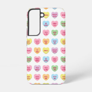 Cute girly fun custom conversation hearts pattern samsung galaxy s22 case